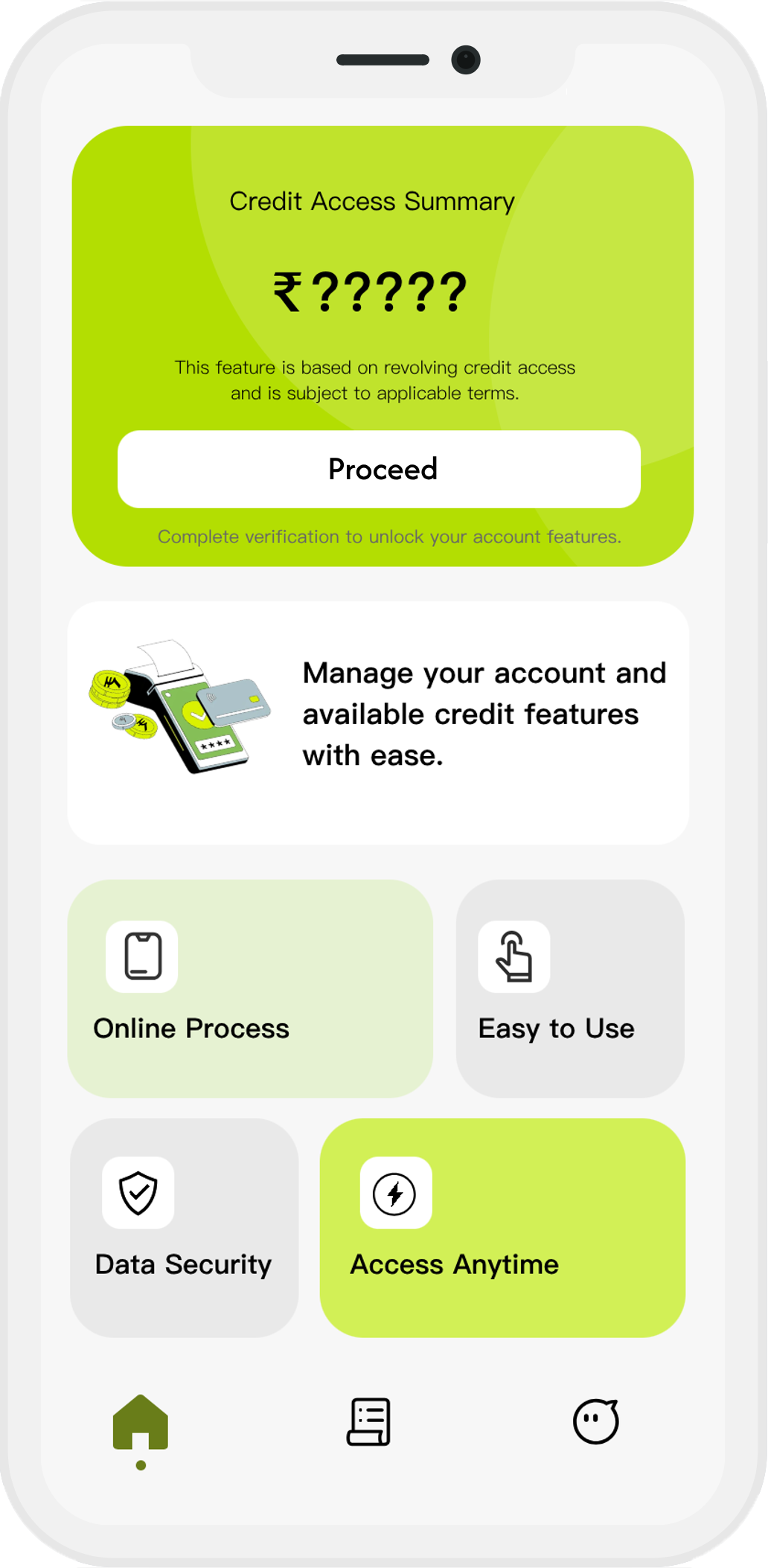 Credit Range App Interface Mockup